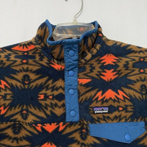 Patagonia Synchilla Youth XL 14 Lightweight Aztec Tribal T-Snap Fleece Pullover - Picture 2 of 13